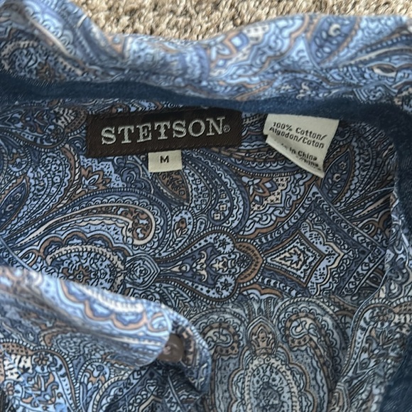 Stetson Blue Paisley Western Rodeo Shirt - Picture 3 of 4